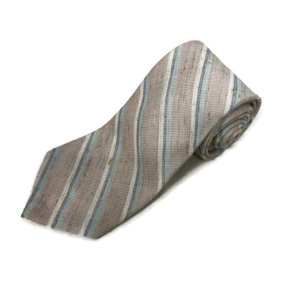 Wembley Mens Tie, Off White Blue Thin